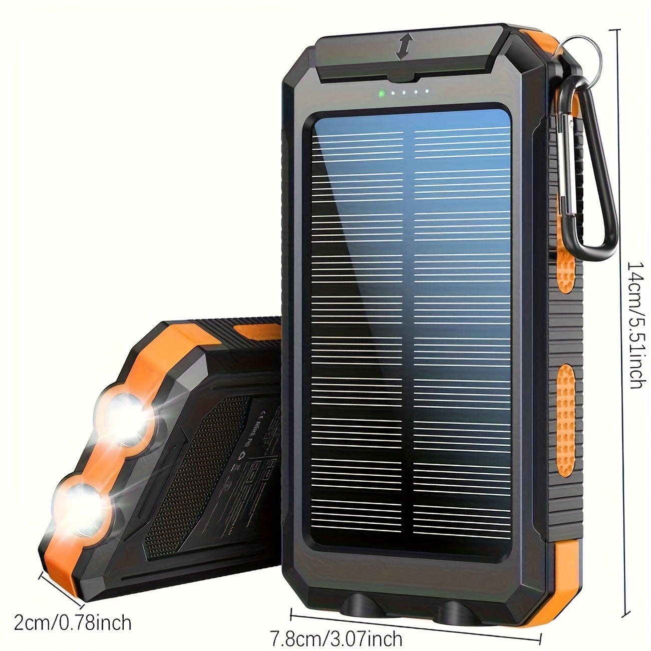 [Solar Power Bank] 20000mAh Solar Power Bank | Portable Charger with Dual 5V USB Port, LED Flashlight, Compass - Best Gift for Holidays, Travel, Camping External Backup Battery Set for Phones & Mobile Devices