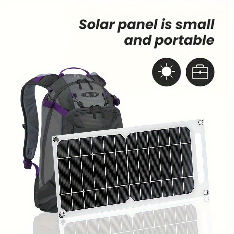 1pc Solar Panel with USB - Portable Solar Charger, USB-Powered Device Charging, Compatible with Smartphones, Tablets, RV, Camping, Emergency Backup Power - Lightweight & Compact for Outdoor, Home, Off-Grid Use, Rv Charging Station, Sturdy Construction