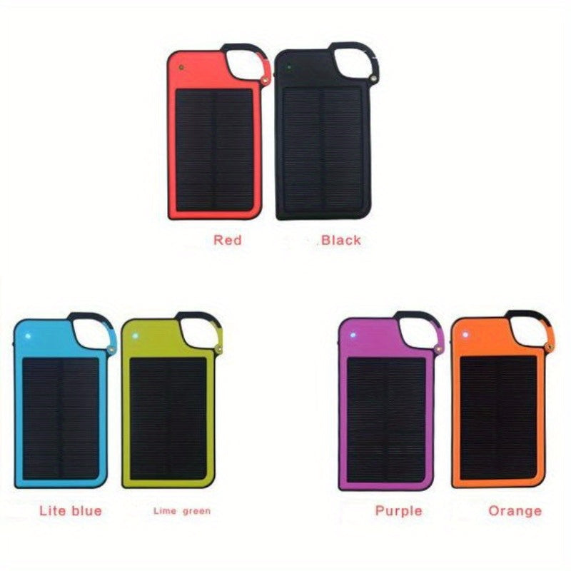 Clip-On Solar Charger for Smartphones - Portable USB-Powered Charger with 5 Color Options (Black, Green, Blue, Orange, Red) - Compact Design for Outdoor Activities, Travel & Camping, Solar Phone Charger, Travel Charging Solution, Vibrant Clipon Design,