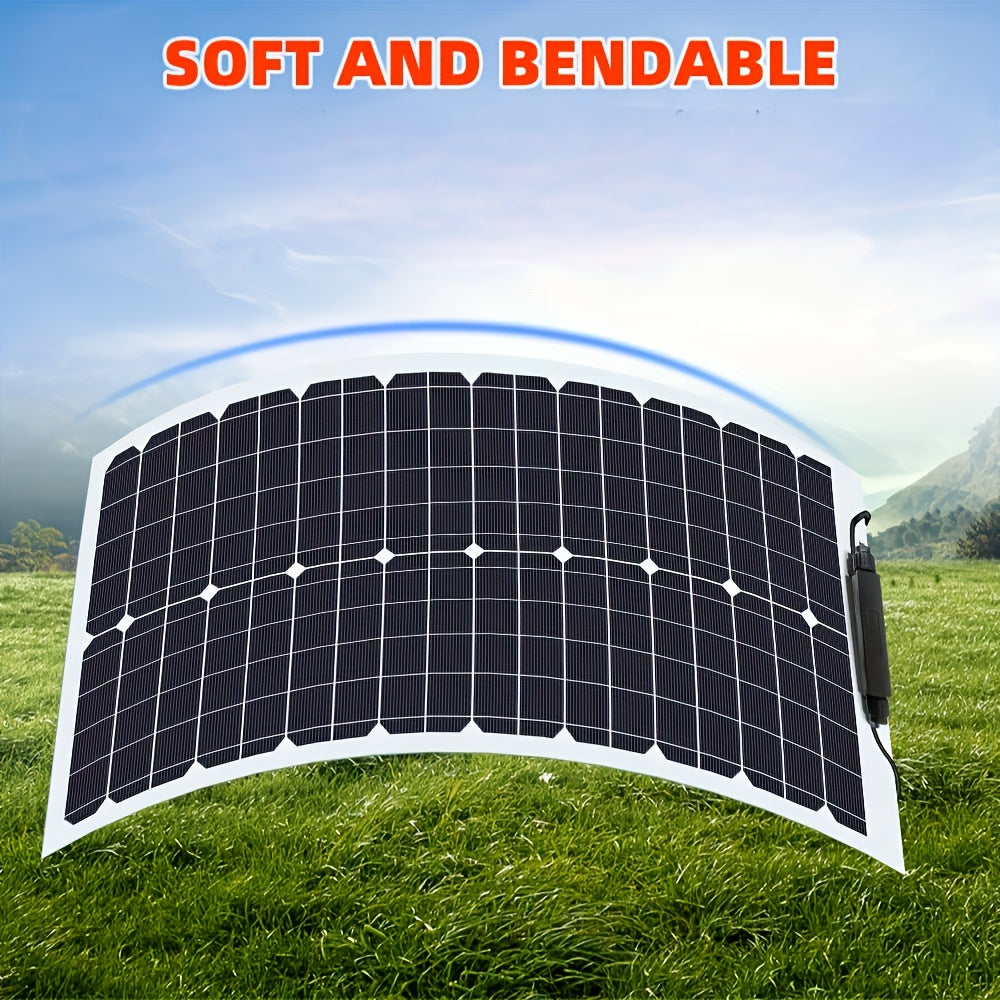 Portable 200W High-Efficiency Monocrystalline Solar Panel Kit with Adjustable Semi-Flexible Design & USB-C/DC Output - Lightweight Foldable Solar Charger for CPAP, RV, Home, Camping, Emergency Backup Power, Off-Grid Systems, Tablets, Laptops, Phones -