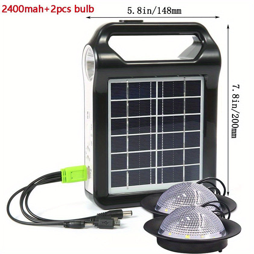 2Pcs Portable 6V Rechargeable Solar Panel Power Storage Generator System USB Charger With Lamp Lighting Home Solar Energy System Kit Fast Phone Charger Outdoor lighting