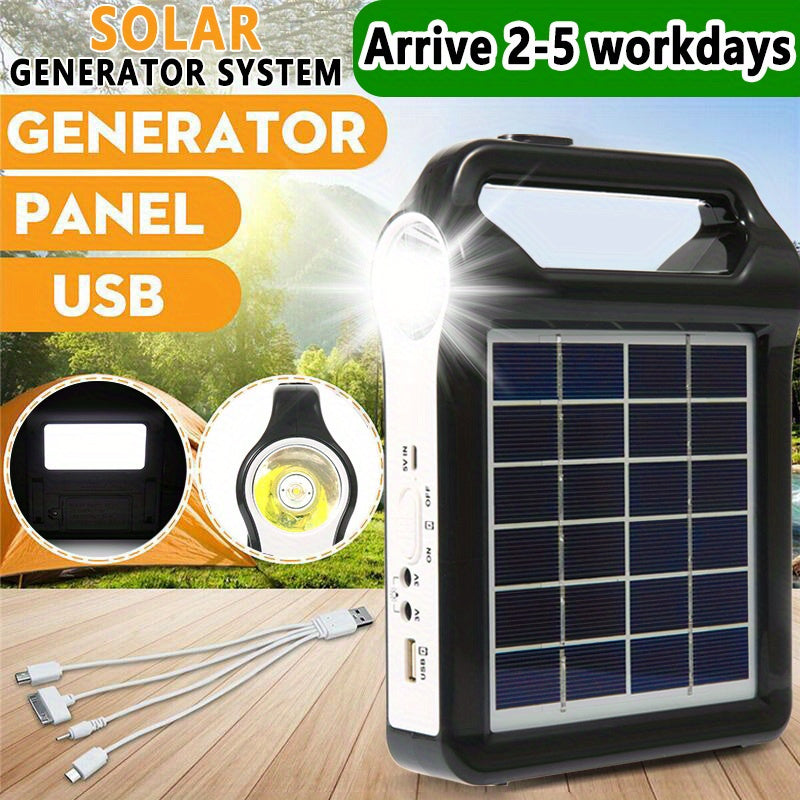 2Pcs Portable 6V Rechargeable Solar Panel Power Storage Generator System USB Charger With Lamp Lighting Home Solar Energy System Kit Fast Phone Charger Outdoor lighting