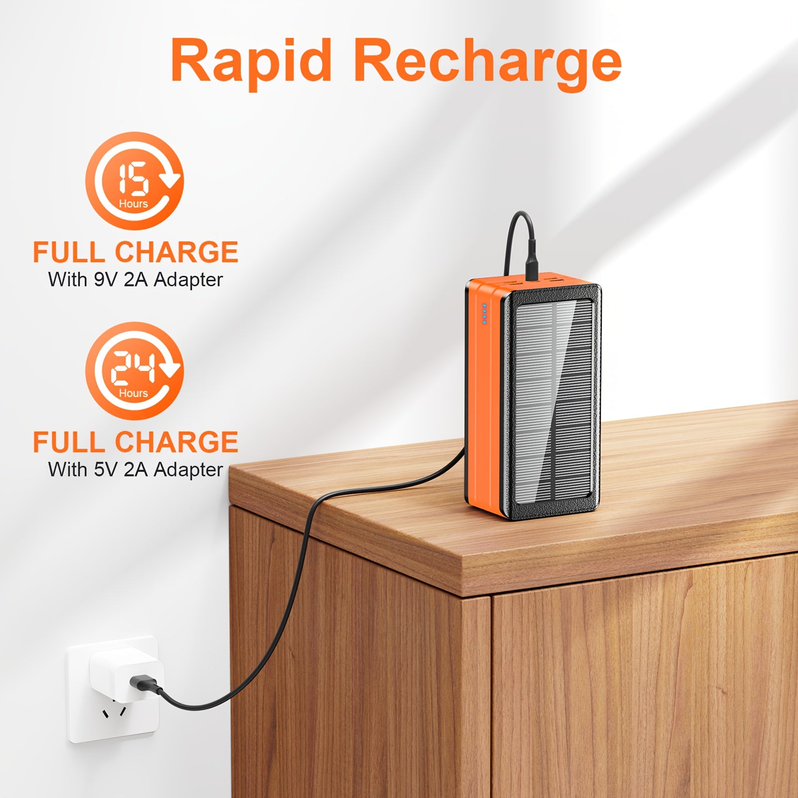 81000mAh Solar Power Bank with 32 LED Camping Light, 30W Super Fast Charging, 2-in-1 Portable Solar Generator & Power Bank, 5-Device Charging, USB-C/PD/DC Input/Output, 36V Low Voltage, 32 LED Flashlight, Compact & Lightweight for Camping, Travel,