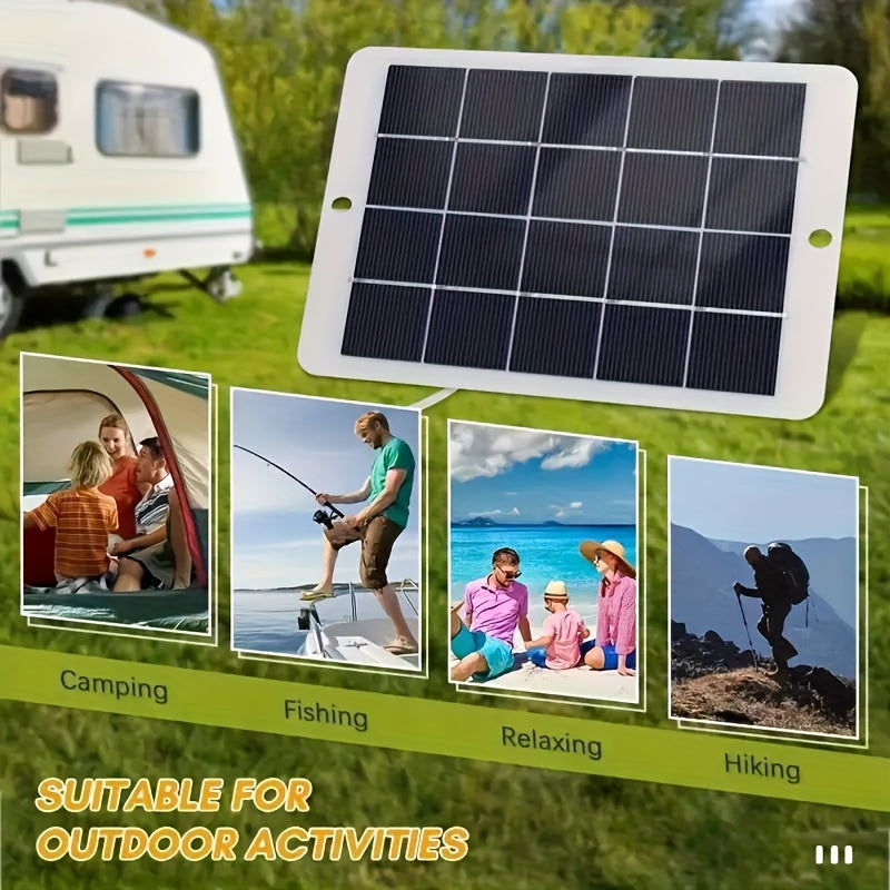 1Pcs 12W (3W/pc) 5V Outdoor Solar Panel USB Charger Is Suitable For Outdoor Travel And Camping, Mobile Power, Mobile Phone Charging Bank, Flashlight, Fas