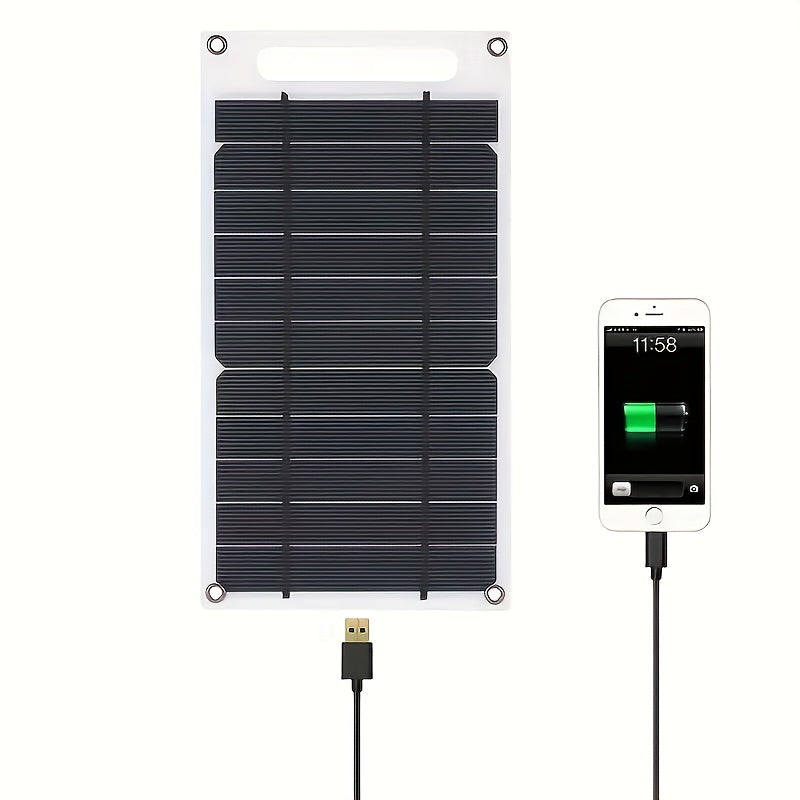 1pc Solar Panel with USB - Portable Solar Charger, USB-Powered Device Charging, Compatible with Smartphones, Tablets, RV, Camping, Emergency Backup Power - Lightweight & Compact for Outdoor, Home, Off-Grid Use, Rv Charging Station, Sturdy Construction