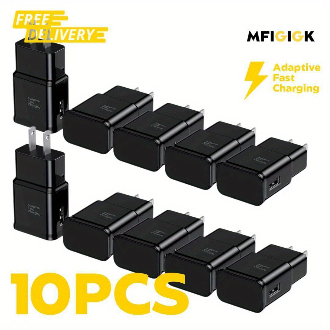 [10pcs Fast USB Wall Charger] 10pcs Fast Charger Block Wall Power Adapter | USB Charging Head for S23 S22 S21 MFIGIGK, USB Charger Fast Charging, Fast Charger for Android, Super Fast USB Charger, Mobile Charger Fast Charging, Phone Fast Charger, Phone