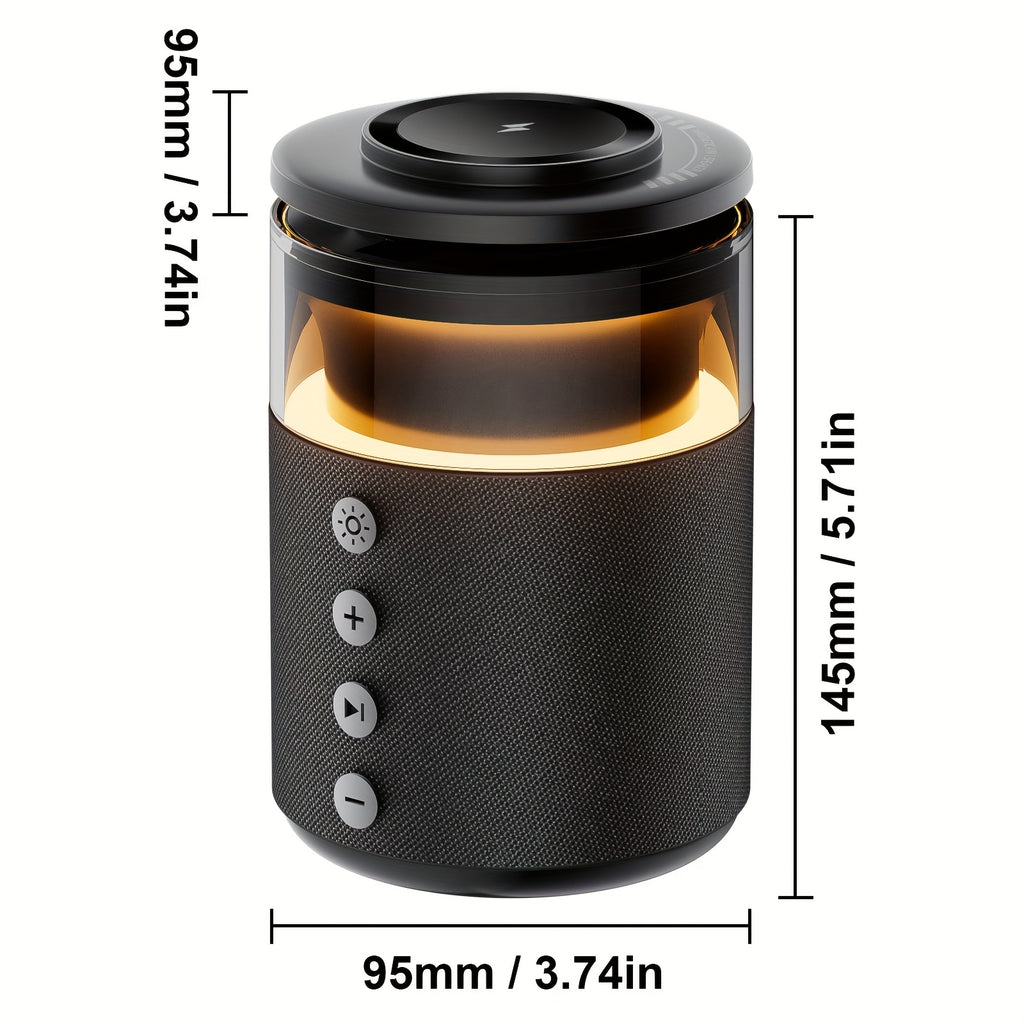 Mini LED Light Multifunctional Fast Wireless Charger, Phone Stand, Portable Speaker Hi-FI Sound Quality, LED Night Light, Cell Phone Wireless Charging Station, for iPhone 16 15 14 13 12 All Series, for Airpods 4/ 3/ 2/ Pro/ Pro 2/ Pro 3, Earbuds, Apple