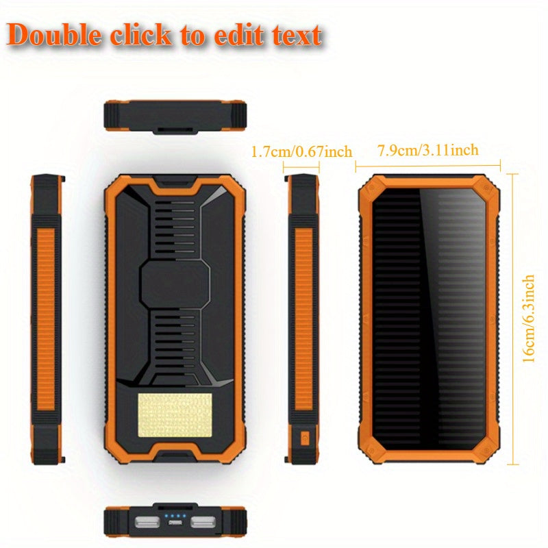 Solar Charger - 10, 000/20000mAh 5V-2A 10W Solar Charger Power Bank - Portable Solar Phone Panel Charger, Dual USB Port Battery Pack Charger, Suitable for All Mobile Phones And Electronic Devices - Long-lasting, Suitable for Travel And Camping, LED