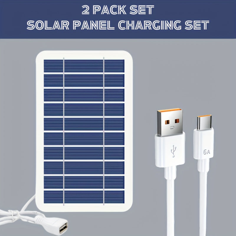 [2-in-1 Solar Charger Set]Efficient Solar Panel + 6A Type-C Cable Outdoor Camping Emergency Equipment[