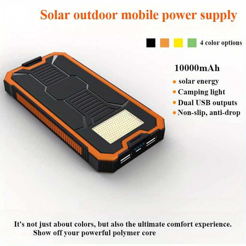 Solar Charger - 10, 000/20000mAh 5V-2A 10W Solar Charger Power Bank - Portable Solar Phone Panel Charger, Dual USB Port Battery Pack Charger, Suitable for All Mobile Phones And Electronic Devices - Long-lasting, Suitable for Travel And Camping, LED