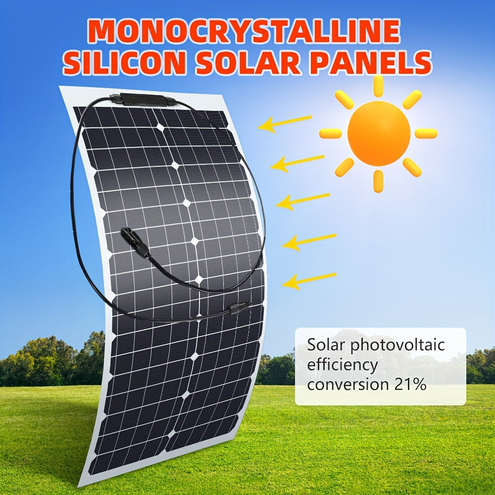Portable 200W High-Efficiency Monocrystalline Solar Panel Kit with Adjustable Semi-Flexible Design & USB-C/DC Output - Lightweight Foldable Solar Charger for CPAP, RV, Home, Camping, Emergency Backup Power, Off-Grid Systems, Tablets, Laptops, Phones -