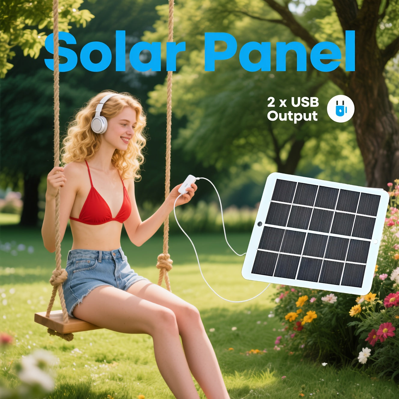 1pc Portable Solar Charger, Lightweight And Convenient, Can Charge Mobile Phones, Flashlights, Mobile Power Supplies, Sports Cameras, Small Fans And Other Devices, Local Warehouse Christmas Halloween Gifts
