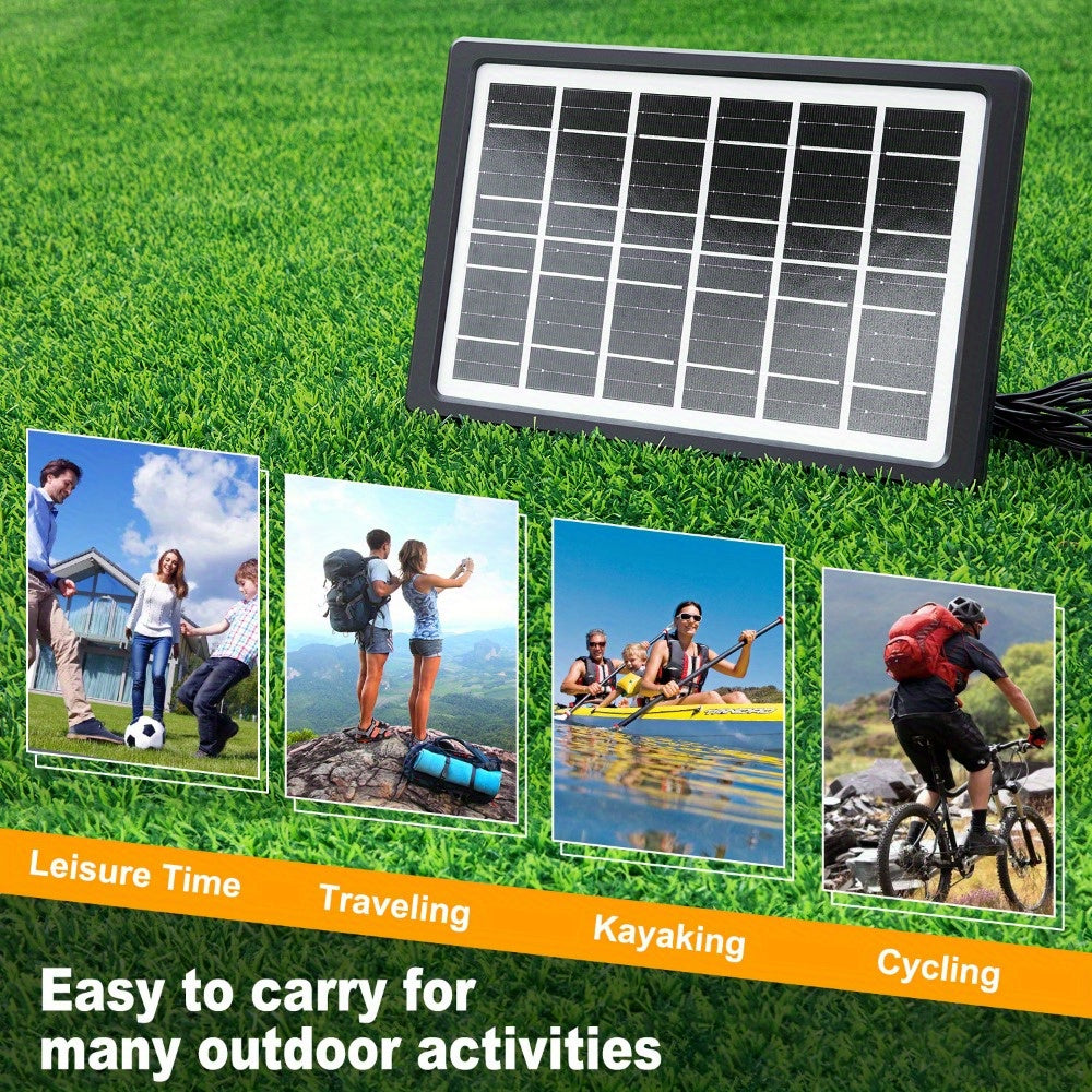 1 Portable 6V 6W Solar Panel Charger with USB. Safe Charging Stabilizer for Power Banks, Phones. Ideal for Outdoor Camping, Home Use. Lightweight, Rectangular Design. Backup Battery Included.