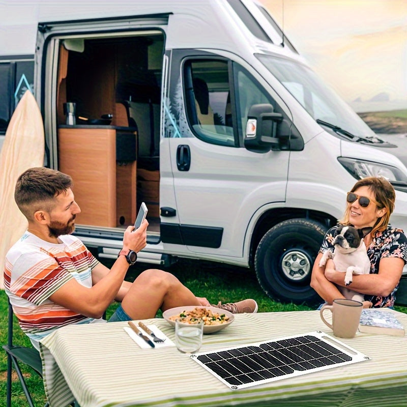 1pc Solar Panel with USB - Portable Solar Charger, USB-Powered Device Charging, Compatible with Smartphones, Tablets, RV, Camping, Emergency Backup Power - Lightweight & Compact for Outdoor, Home, Off-Grid Use, Rv Charging Station, Sturdy Construction
