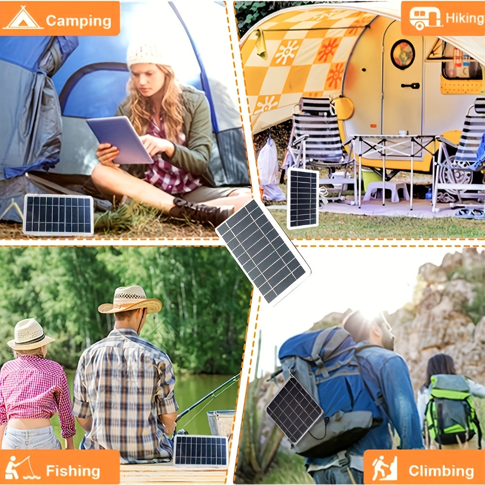1/2pcs 5V 2W Output USB Solar Charger With Solar Panels, Suitable For IPhone, Samsung, Android And Type-C Phones. Ideal For Outdoor Travel, Camping, Power Banks And Mobile Phone Solar Power Charging. Great As A Festival Gift.