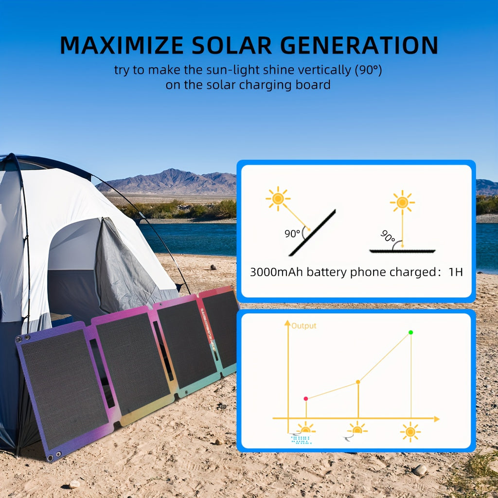 Outdoor Camping High-efficiency 33W Solar Panel, Home Mobile Phone Power Bank Solar Power Generation Mobile Power Supply, Portable Folding Solar Charging Panel, Solar Panels for Camping, Solar Car Charger, Solar Power Kit, Solar Panel with Battery, Solar