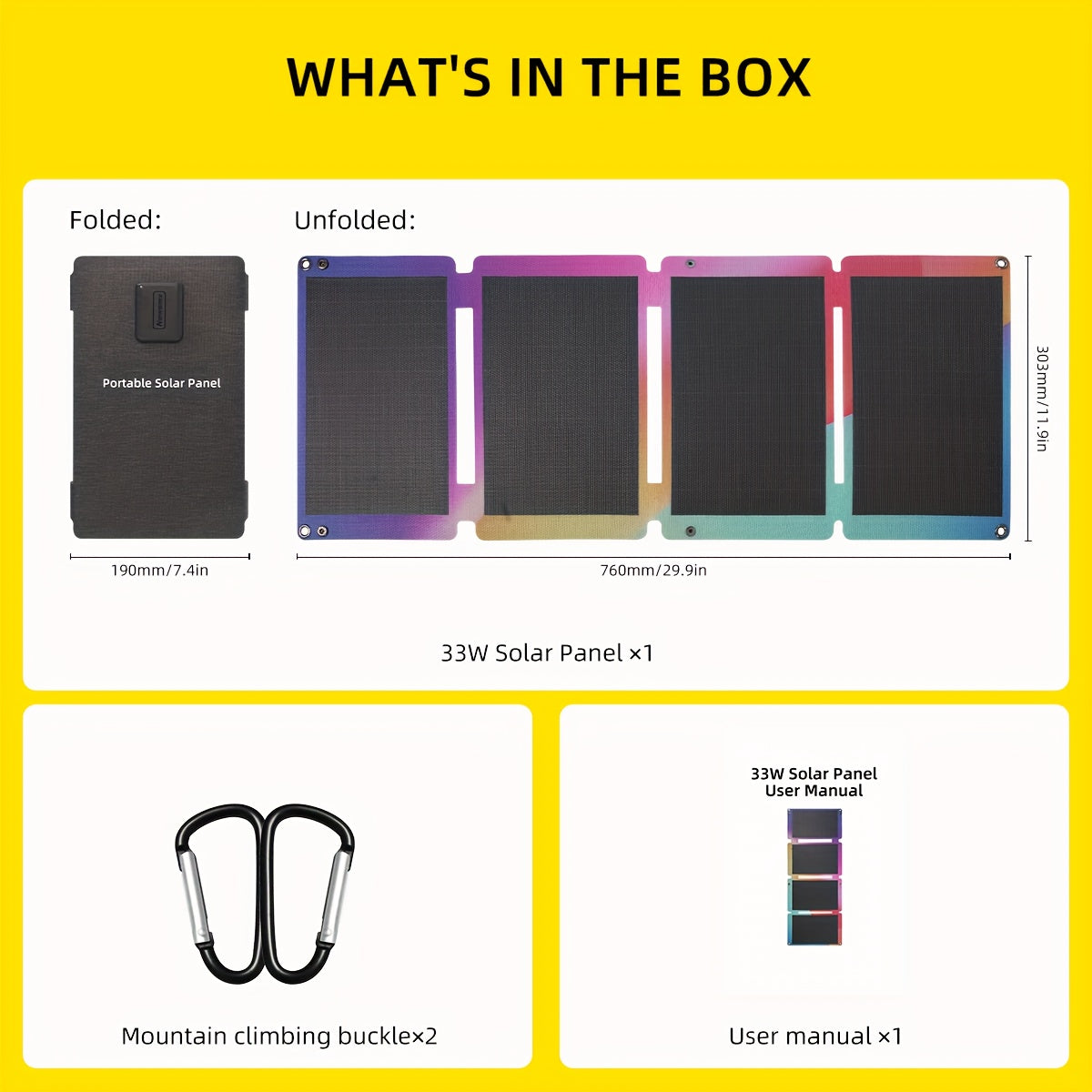33W Outdoor Solar Power Generation Panel Photovoltaic Panel, Equipped with USB-AQC3.0 And USB-CPD18W Interfaces, Is Used for Power Supply Of Mobile Phone Power Banks And Can Be Folded for Camping, Hiking And Fishing Solar Power Generation, Solar Panel