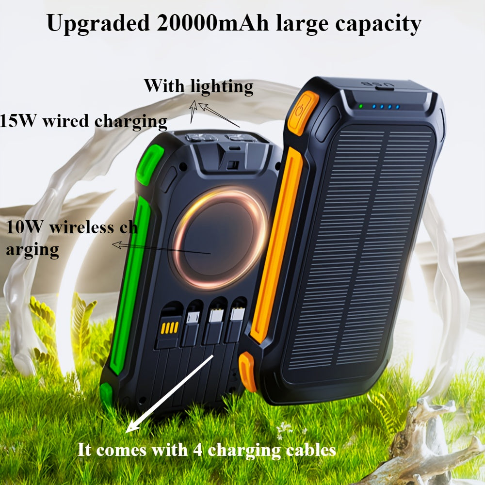 Solar Charger - 10, 000/20000mAh 5V-2A 10W Solar Charger Power Bank - Portable Solar Phone Panel Charger, Dual USB Port Battery Pack Charger, Suitable for All Mobile Phones And Electronic Devices - Long-lasting, Suitable for Travel And Camping, LED
