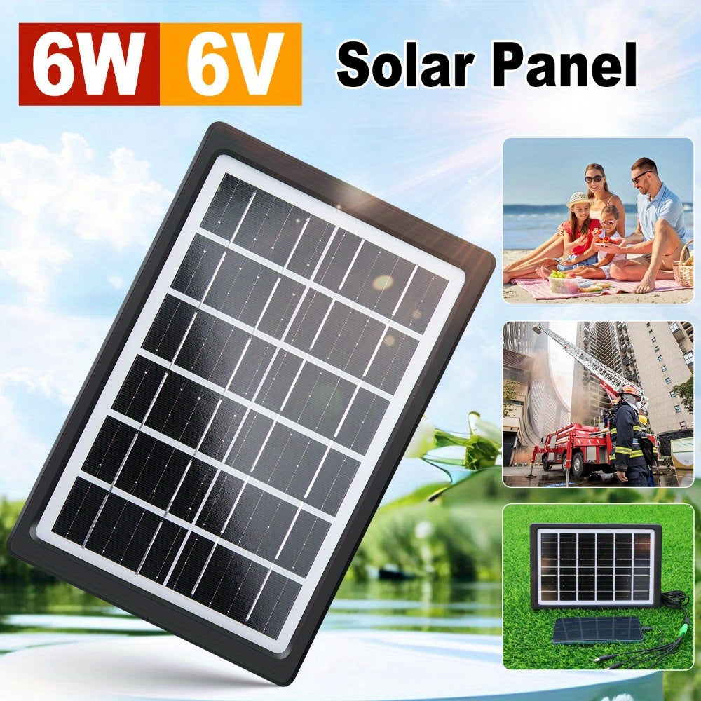 1 Portable 6V 6W Solar Panel Charger with USB. Safe Charging Stabilizer for Power Banks, Phones. Ideal for Outdoor Camping, Home Use. Lightweight, Rectangular Design. Backup Battery Included.
