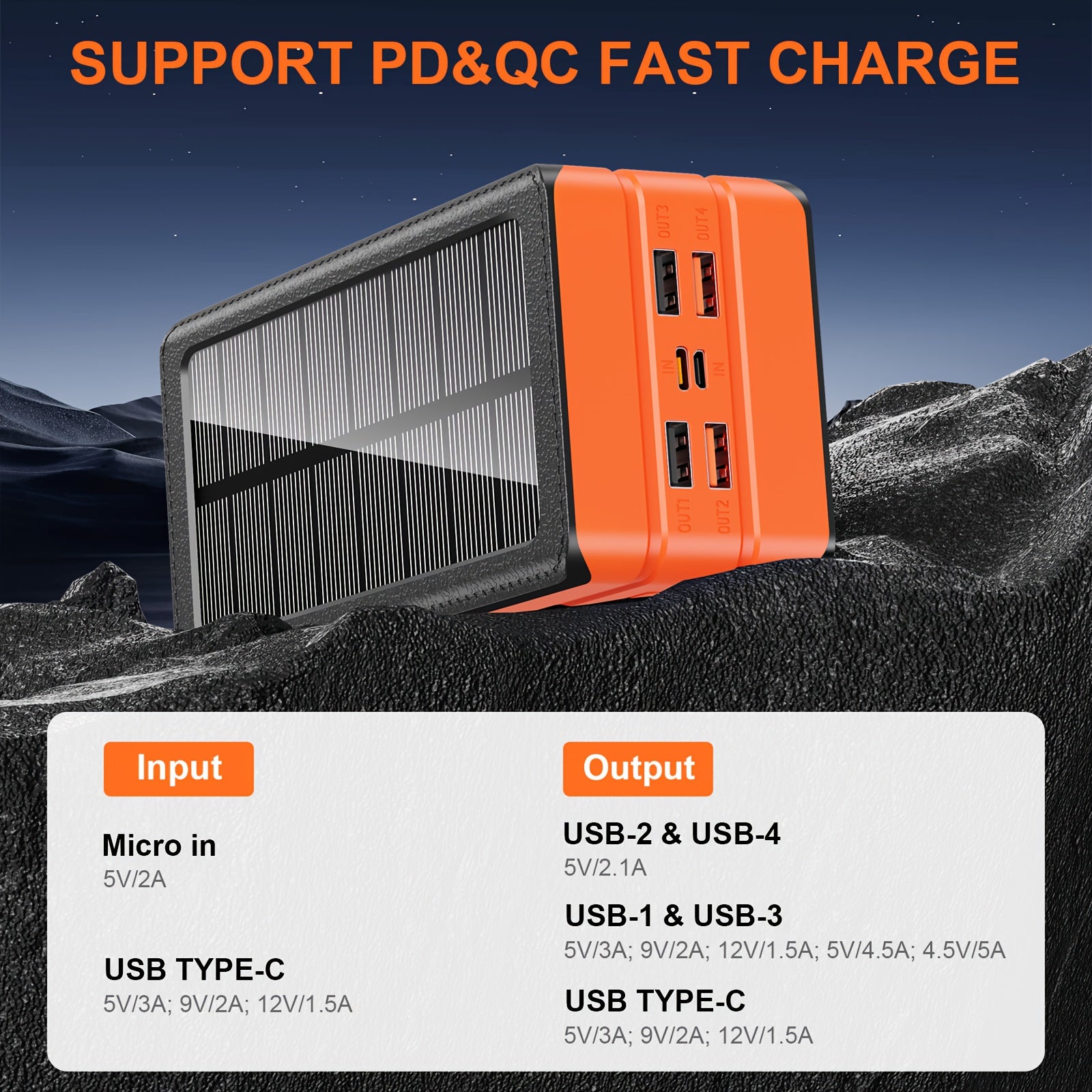 81000mAh Solar Power Bank with 32 LED Camping Light, 30W Super Fast Charging, 2-in-1 Portable Solar Generator & Power Bank, 5-Device Charging, USB-C/PD/DC Input/Output, 36V Low Voltage, 32 LED Flashlight, Compact & Lightweight for Camping, Travel,
