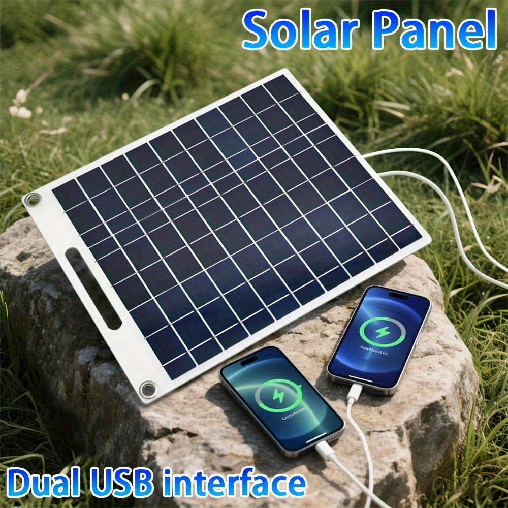 1pc Solar Panel with USB - Portable Solar Charger, USB-Powered Device Charging, Compatible with Smartphones, Tablets, RV, Camping, Emergency Backup Power - Lightweight & Compact for Outdoor, Home, Off-Grid Use, Rv Charging Station, Sturdy Construction