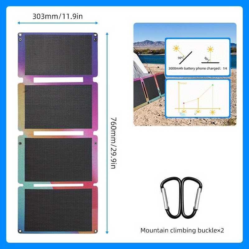 Outdoor Camping High-efficiency 33W Solar Panel, Home Mobile Phone Power Bank Solar Power Generation Mobile Power Supply, Portable Folding Solar Charging Panel, Solar Panels for Camping, Solar Car Charger, Solar Power Kit, Solar Panel with Battery, Solar