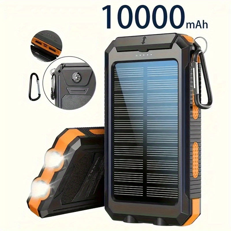 20000mAh USB Portable Charger Solar Power Bank, Camping External Backup Battery Dual 5V USB Ports Output, for Cell Phones, Mobile Devices, Travel Backup Battery, Built-In Dual Super Bright Flashlights, The Best Gift for Festival