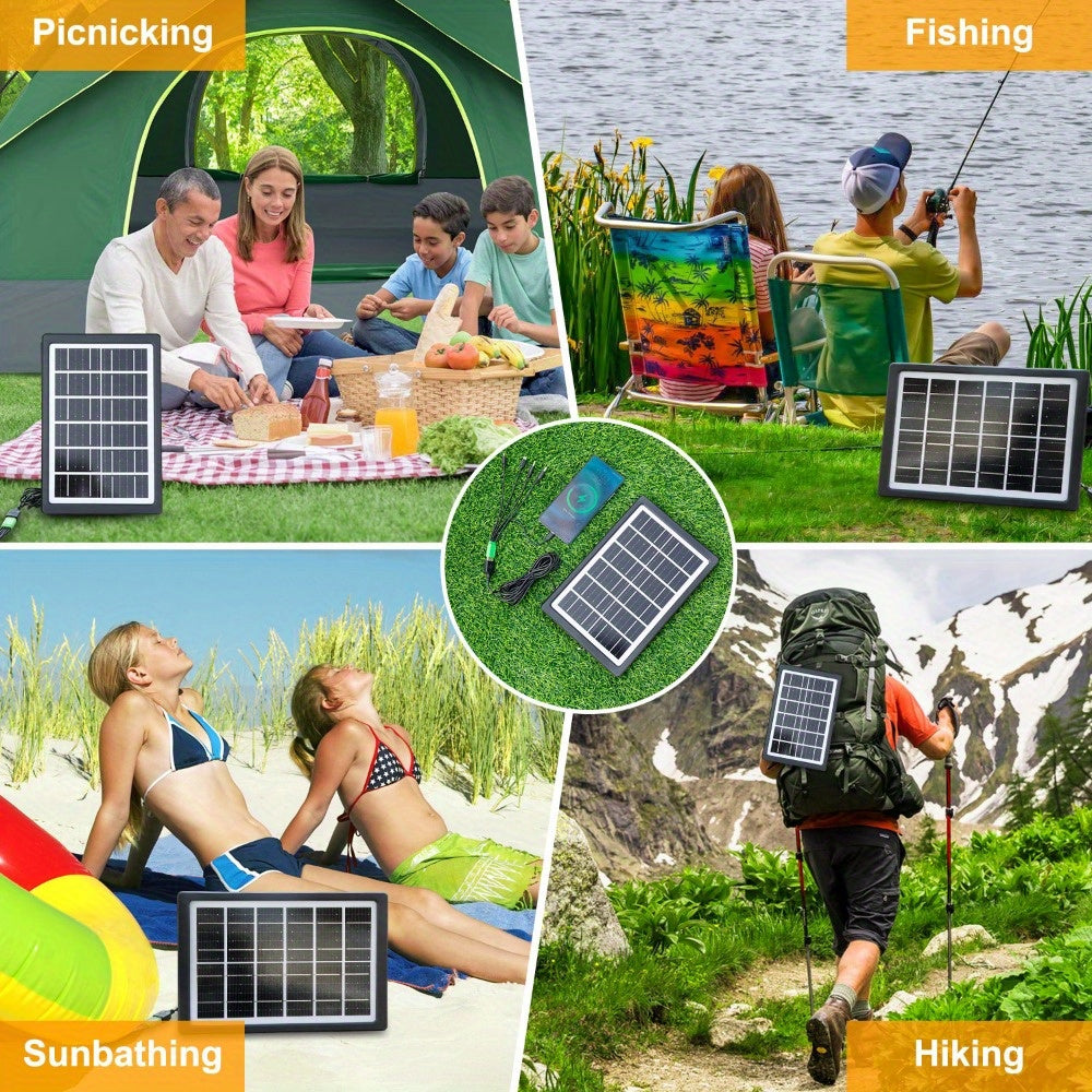 1 Portable 6V 6W Solar Panel Charger with USB. Safe Charging Stabilizer for Power Banks, Phones. Ideal for Outdoor Camping, Home Use. Lightweight, Rectangular Design. Backup Battery Included.