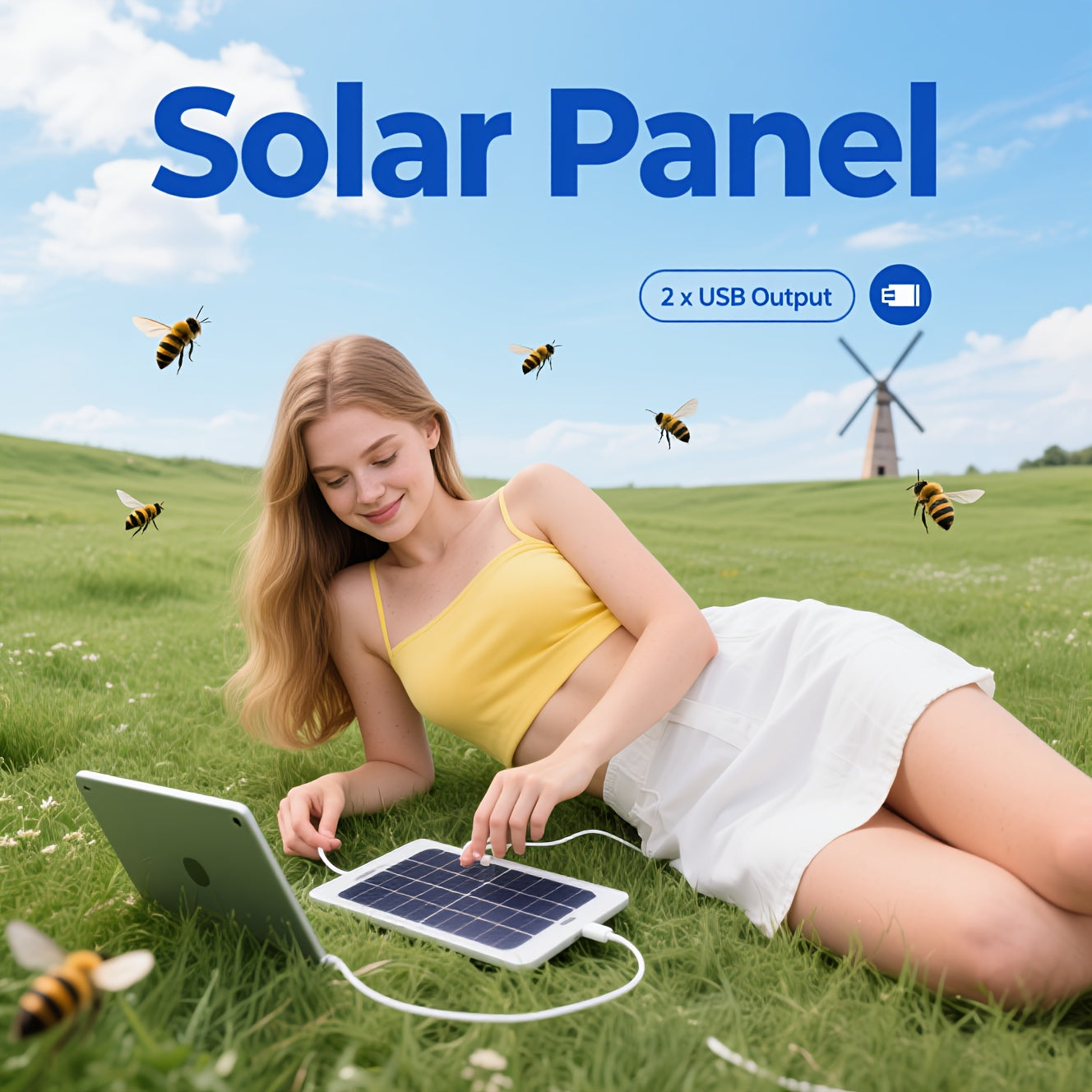 1pc Portable Solar Charger, Lightweight And Convenient, Can Charge Mobile Phones, Flashlights, Mobile Power Supplies, Sports Cameras, Small Fans And Other Devices, Local Warehouse Christmas Halloween Gifts