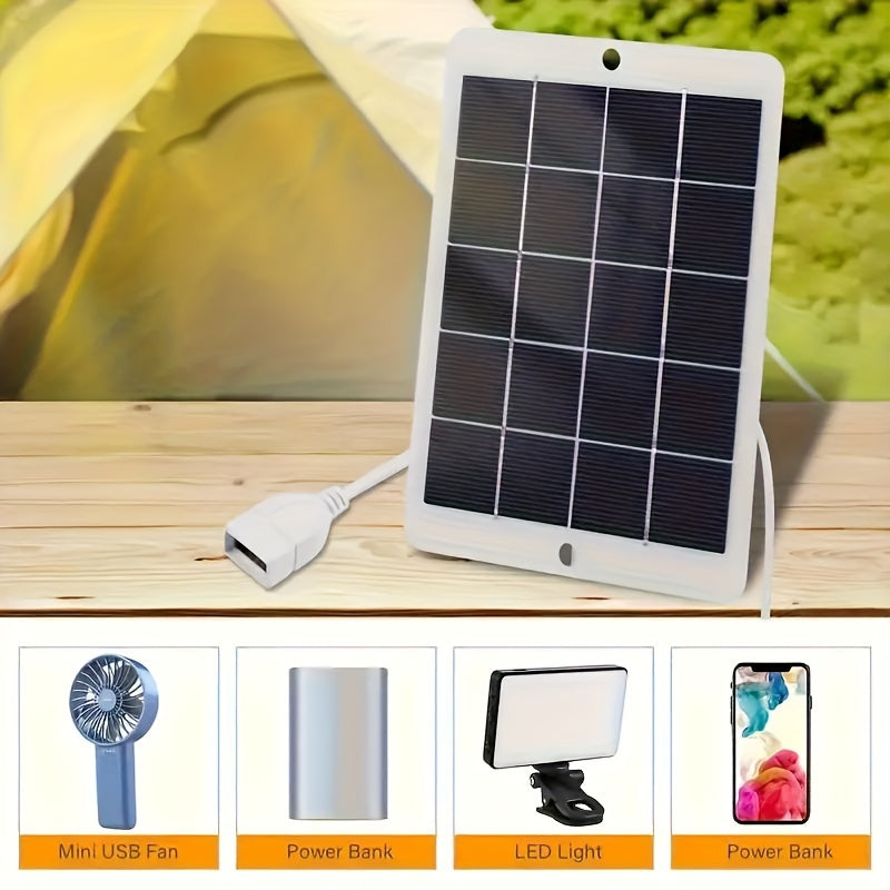 1Pcs 12W (3W/pc) 5V Outdoor Solar Panel USB Charger Is Suitable For Outdoor Travel And Camping, Mobile Power, Mobile Phone Charging Bank, Flashlight, Fas