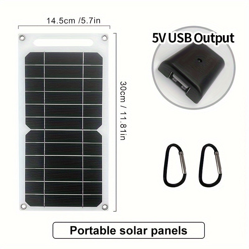 1pc Solar Panel with USB - Portable Solar Charger, USB-Powered Device Charging, Compatible with Smartphones, Tablets, RV, Camping, Emergency Backup Power - Lightweight & Compact for Outdoor, Home, Off-Grid Use, Rv Charging Station, Sturdy Construction