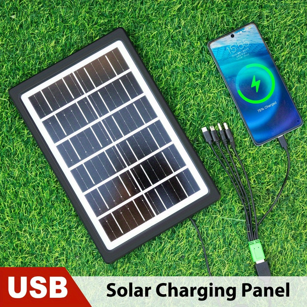 1 Portable 6V 6W Solar Panel Charger with USB. Safe Charging Stabilizer for Power Banks, Phones. Ideal for Outdoor Camping, Home Use. Lightweight, Rectangular Design. Backup Battery Included.