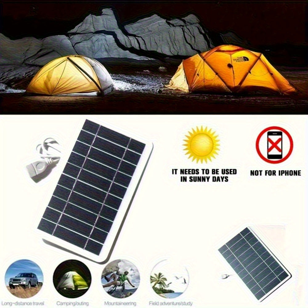 1 Portable 6V 6W Solar Panel Charger with USB. Safe Charging Stabilizer for Power Banks, Phones. Ideal for Outdoor Camping, Home Use. Lightweight, Rectangular Design. Backup Battery Included.