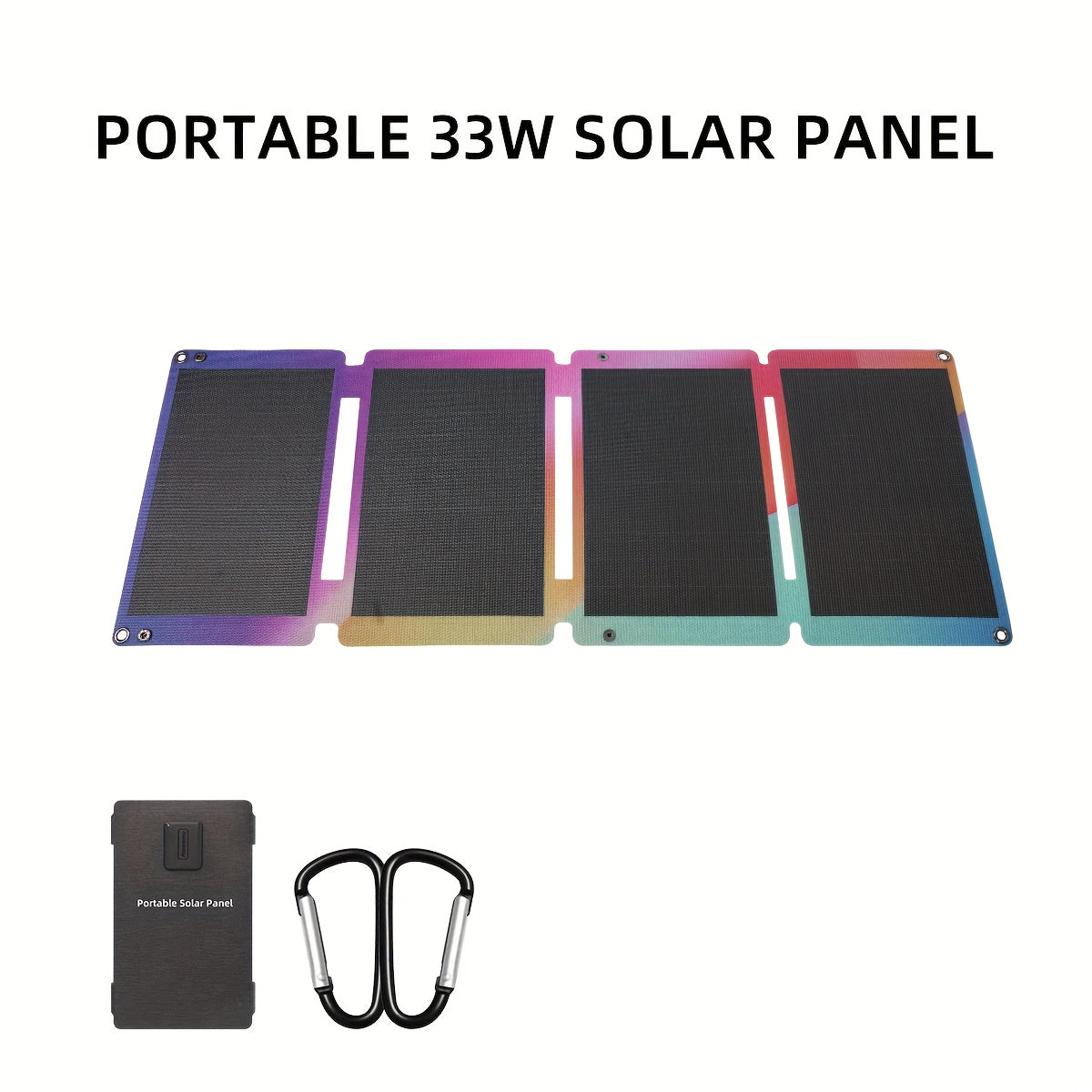 Portable Car 33W Solar Panel Power Bank, Mobile Phone Charging Device, with USB-AQC3.0 And USB-CPD18W Interfaces, Foldable And Sturdy Solar Panel for Power Generation, Portable Buckle for Backpack, Outdoor Hiking And Cycling, Travel Power Source,