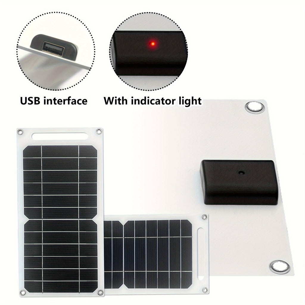 1pc Solar Panel with USB - Portable Solar Charger, USB-Powered Device Charging, Compatible with Smartphones, Tablets, RV, Camping, Emergency Backup Power - Lightweight & Compact for Outdoor, Home, Off-Grid Use, Rv Charging Station, Sturdy Construction