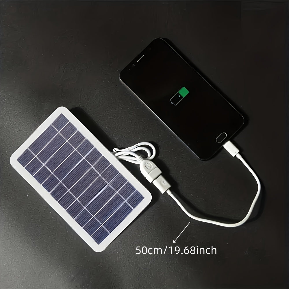 1/2pcs 5V 2W Output USB Solar Charger With Solar Panels, Suitable For IPhone, Samsung, Android And Type-C Phones. Ideal For Outdoor Travel, Camping, Power Banks And Mobile Phone Solar Power Charging. Great As A Festival Gift.