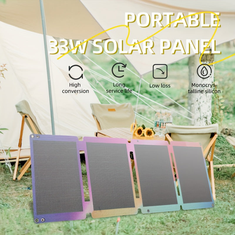 Outdoor Camping High-efficiency 33W Solar Panel, Home Mobile Phone Power Bank Solar Power Generation Mobile Power Supply, Portable Folding Solar Charging Panel, Solar Panels for Camping, Solar Car Charger, Solar Power Kit, Solar Panel with Battery, Solar