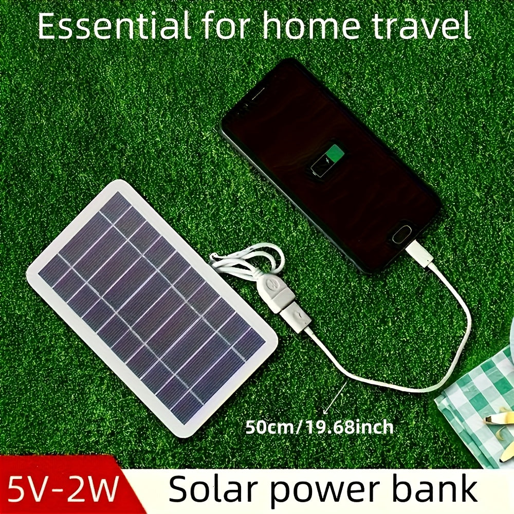 1/2pcs 5V 2W Output USB Solar Charger With Solar Panels, Suitable For IPhone, Samsung, Android And Type-C Phones. Ideal For Outdoor Travel, Camping, Power Banks And Mobile Phone Solar Power Charging. Great As A Festival Gift.
