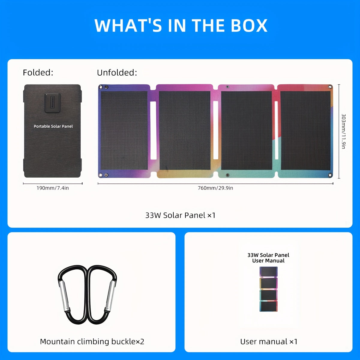 Outdoor Camping High-efficiency 33W Solar Panel, Home Mobile Phone Power Bank Solar Power Generation Mobile Power Supply, Portable Folding Solar Charging Panel, Solar Panels for Camping, Solar Car Charger, Solar Power Kit, Solar Panel with Battery, Solar