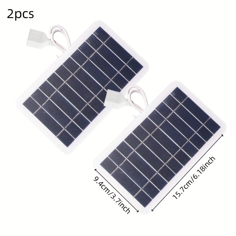 1/2pcs 5V 2W Output USB Solar Charger With Solar Panels, Suitable For IPhone, Samsung, Android And Type-C Phones. Ideal For Outdoor Travel, Camping, Power Banks And Mobile Phone Solar Power Charging. Great As A Festival Gift.