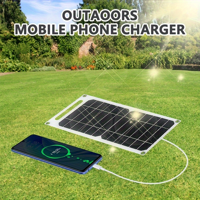 1pc Solar Panel with USB - Portable Solar Charger, USB-Powered Device Charging, Compatible with Smartphones, Tablets, RV, Camping, Emergency Backup Power - Lightweight & Compact for Outdoor, Home, Off-Grid Use, Rv Charging Station, Sturdy Construction