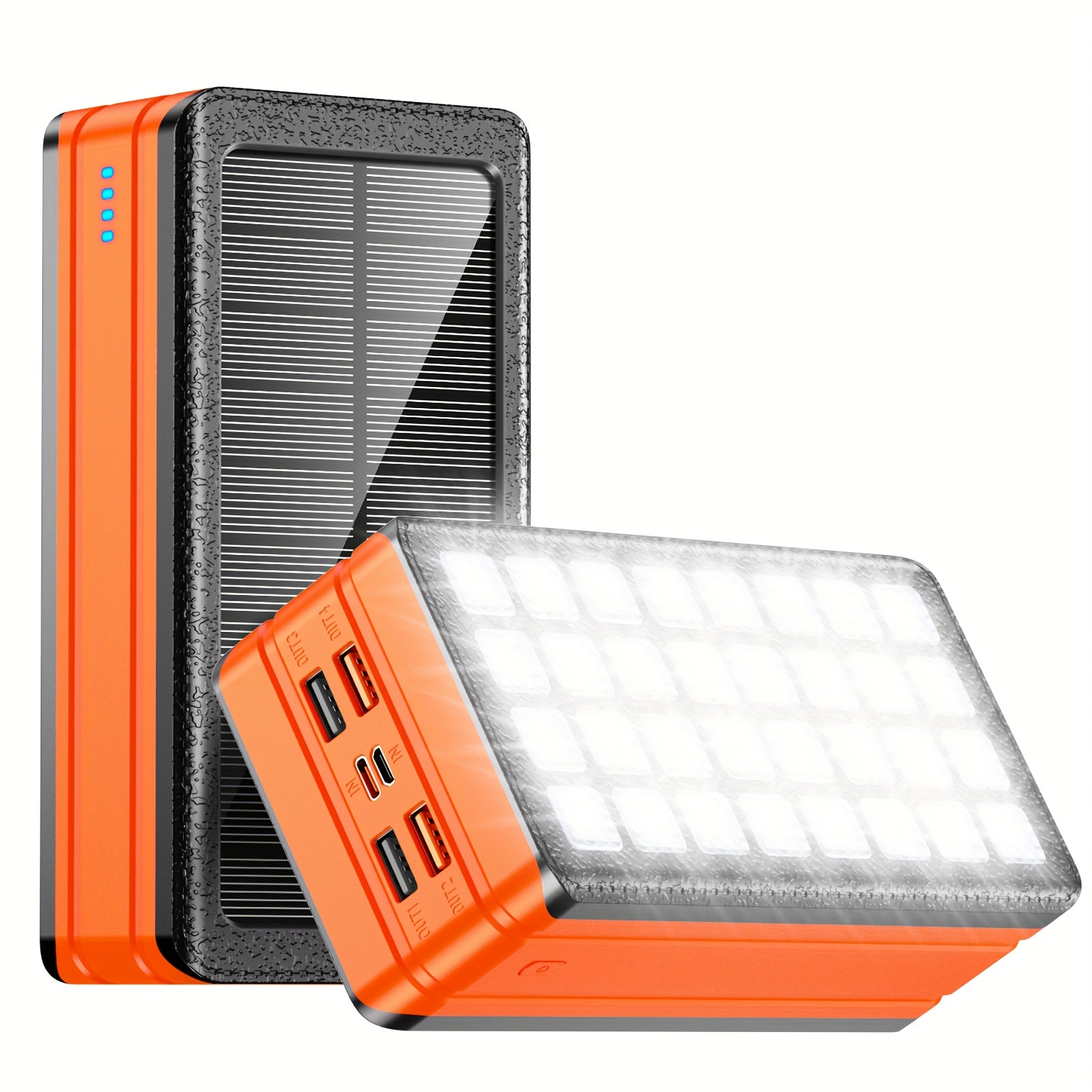 81000mAh Solar Power Bank with 32 LED Camping Light, 30W Super Fast Charging, 2-in-1 Portable Solar Generator & Power Bank, 5-Device Charging, USB-C/PD/DC Input/Output, 36V Low Voltage, 32 LED Flashlight, Compact & Lightweight for Camping, Travel,